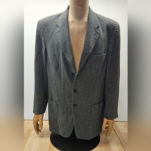 Giorgio Armani Le Collezioni Cotton 3 Button Blazer Large Grey Jacket